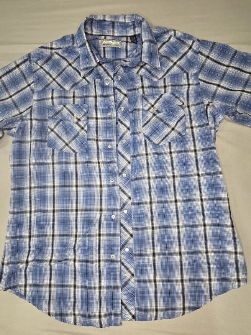 Wrangler Wrancher Authentic Western Pearl Snap Plaid Shirt L